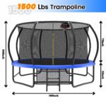 14 Foot Fenced Trampoline - Leisure Trampoline With Ladder And Rust Proof Coating, Prohibited Platform Temu - Image 2
