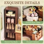 ROBOTIME DIY Miniature House Kit, Tea House Dollhouse Model Building Craft Kit With LED For Adults And Kids, Birthday Gift DW011 - Image 8
