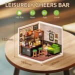 ROBOTIME DIY Miniature House Kit, Dollhouse Model Building Craft Kit With LED For Adults And Kids, Birthday Gift - Bar DW012 - Image 2