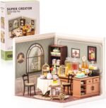 ROBOTIME DIY Miniature House Kit, Tea House Dollhouse Model Building Craft Kit With LED For Adults And Kids, Birthday Gift DW011 - Image 9