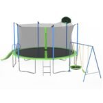 12FT Trampoline With Slide And Swings, ASTM Approved Large Recreational Trampoline With Basketball Hoop And Ladder,Outdoor Backyard Trampoline With Net, Capacity For Kids And Adults - Image 3