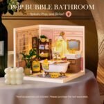 ROBOTIME DIY Miniature House Kit Dollhouse Model Building Craft Kit Birthday Creative Gifts For Adults Kids Girls Boys Pop-Bubble Bathroom - Image 2