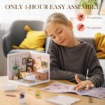 ROBOTIME DIY Miniature House Kit Dollhouse Model Building Craft Kit Birthday Creative Gifts For Adults Kids Girls Boys Pop-Bubble Bathroom - Image 4