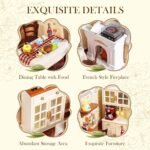 ROBOTIME DIY Miniature House Kit Dollhouse Model Building Craft Kit Birthday Creative Gifts For Adults Kids Girls Boys Warm Dining Room - Image 2