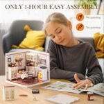 ROBOTIME DIY Miniature House Kit Dollhouse Model Building Craft Kit Birthday Creative Gifts For Adults Kids Girls Boys Warm Dining Room - Image 3