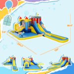 6 In 1 Inflatable Water Slide Park With Splash Pools, 2 Slides, Trampoline, Climbing Wall, Cannon, Basketball Hoop - Image 4