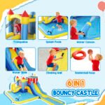 6 In 1 Inflatable Water Slide Park With Splash Pools, 2 Slides, Trampoline, Climbing Wall, Cannon, Basketball Hoop - Image 6