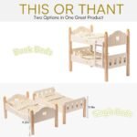 ROBOTIME Doll Bunk Beds Cradle For 18 Inch Dolls, Wooden Baby Doll Beds Cribs Fits American Girls - Image 6