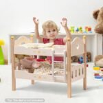 ROBOTIME Doll Bunk Beds Cradle For 18 Inch Dolls, Wooden Baby Doll Beds Cribs Fits American Girls - Image 3
