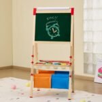 Art Easel For Kids, 3-in-1 Wooden Double-Sided Kid's Art Easel With Magnetic Whiteboard, Chalkboard, Paper Roll, Adjustable Standing Drawing Board With Painting Accessories, Storage For Boy Girl - Image 9