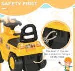 3-in-1 Ride On Excavator Digger Scooter & Pulling Cart, Construction Pretend Play Toy For Kids - Image 5