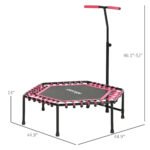 45 Rebounder Trampoline For Adults, Quiet Bungee Rebounder With LED Lights And Adjustable Handle, Pink - Image 5