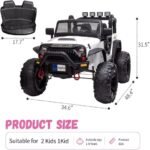 48.4 Large Ride On Car For Kids, Battery Powered Electric Car With 2 Seats, Remote Control, 14 Large Suspension Wheels, LED Lights, Music, Bluetooth For Boys & Girls,white - Image 3