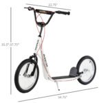 Toddler Scooter, White, Adjustable Handlebar, Kick Scooter For Kids 5,Dual Brakes, Inflatable Wheels - Image 8