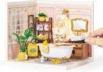 ROBOTIME DIY Miniature House Kit Dollhouse Model Building Craft Kit Birthday Creative Gifts For Adults Kids Girls Boys Pop-Bubble Bathroom - Image 5