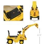 3-in-1 Ride On Excavator Digger Scooter & Pulling Cart, Construction Pretend Play Toy For Kids - Image 2