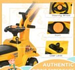 3-in-1 Ride On Excavator Digger Scooter & Pulling Cart, Construction Pretend Play Toy For Kids - Image 4