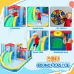 Inflatable Water Slide Bounce House W 550W Blower, Large Trampoline, Splash Pool, Basketball Hoop, Dart Board - Image 6