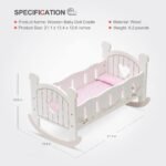 ROBOTIME Wooden Doll Cradle Rocking Baby Doll Crib Reversible Doll Bed For Dolls Girl,Fits Dolls Up To 18 Inches - Image 5