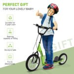 Youth Scooter With Adjustable Handlebar, Front And Rear Dual Brakes & Inflatable Wheels, For Kids 5 Green - Image 4