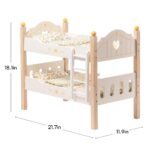 ROBOTIME Doll Bunk Beds Cradle For 18 Inch Dolls, Wooden Baby Doll Beds Cribs Fits American Girls - Image 9