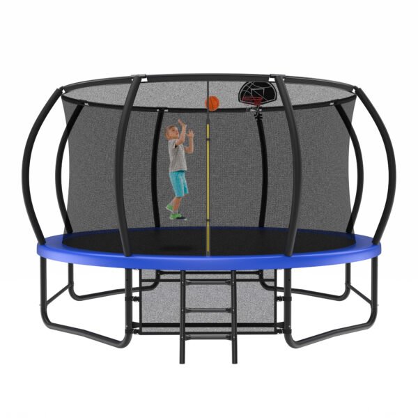 14 Foot Fenced Trampoline - Leisure Trampoline With Ladder And Rust Proof Coating, Prohibited Platform Temu