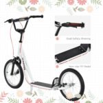 Toddler Scooter, White, Adjustable Handlebar, Kick Scooter For Kids 5,Dual Brakes, Inflatable Wheels - Image 5