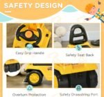 3-in-1 Ride On Excavator Digger Scooter & Pulling Cart, Construction Pretend Play Toy For Kids - Image 8