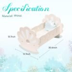 ROBOTIME Baby Doll Crib, Baby Doll Bed, Doll Rocking Cradle Baby Doll Accessories Furniture With Bedding For 18 Inch Dolls - Image 8