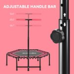45 Rebounder Trampoline For Adults, Quiet Bungee Rebounder With LED Lights And Adjustable Handle, Pink - Image 4