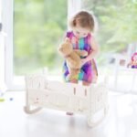 ROBOTIME Wooden Doll Cradle Rocking Baby Doll Crib Reversible Doll Bed For Dolls Girl,Fits Dolls Up To 18 Inches - Image 8