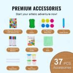 Art Easel For Kids, 3-in-1 Wooden Double-Sided Kid's Art Easel With Magnetic Whiteboard, Chalkboard, Paper Roll, Adjustable Standing Drawing Board With Painting Accessories, Storage For Boy Girl - Image 6