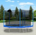 12FT Trampoline For Adults   Kids With Basketball Hoop, Outdoor Trampolines W Ladder And Safety Enclosure Net For Kids And Adults - Image 8