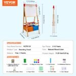Art Easel For Kids, 3-in-1 Wooden Double-Sided Kid's Art Easel With Magnetic Whiteboard, Chalkboard, Paper Roll, Adjustable Standing Drawing Board With Painting Accessories, Storage For Boy Girl - Image 3