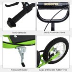 Youth Scooter With Adjustable Handlebar, Front And Rear Dual Brakes & Inflatable Wheels, For Kids 5 Green - Image 5