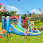 Inflatable Water Slide Bounce House W 550W Blower, Large Trampoline, Splash Pool, Basketball Hoop, Dart Board - Image 2