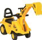 3-in-1 Ride On Excavator Digger Scooter & Pulling Cart, Construction Pretend Play Toy For Kids - Image 7