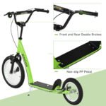 Youth Scooter With Adjustable Handlebar, Front And Rear Dual Brakes & Inflatable Wheels, For Kids 5 Green - Image 3