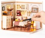 ROBOTIME DIY Miniature House Kit Dollhouse Model Building Craft Kit Birthday Creative Gifts For Adults Kids Girls Boys Warm Dining Room - Image 5