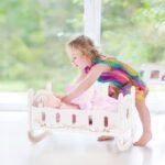 ROBOTIME Wooden Doll Cradle Rocking Baby Doll Crib Reversible Doll Bed For Dolls Girl,Fits Dolls Up To 18 Inches - Image 7