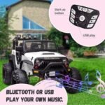 48.4 Large Ride On Car For Kids, Battery Powered Electric Car With 2 Seats, Remote Control, 14 Large Suspension Wheels, LED Lights, Music, Bluetooth For Boys & Girls,white - Image 4